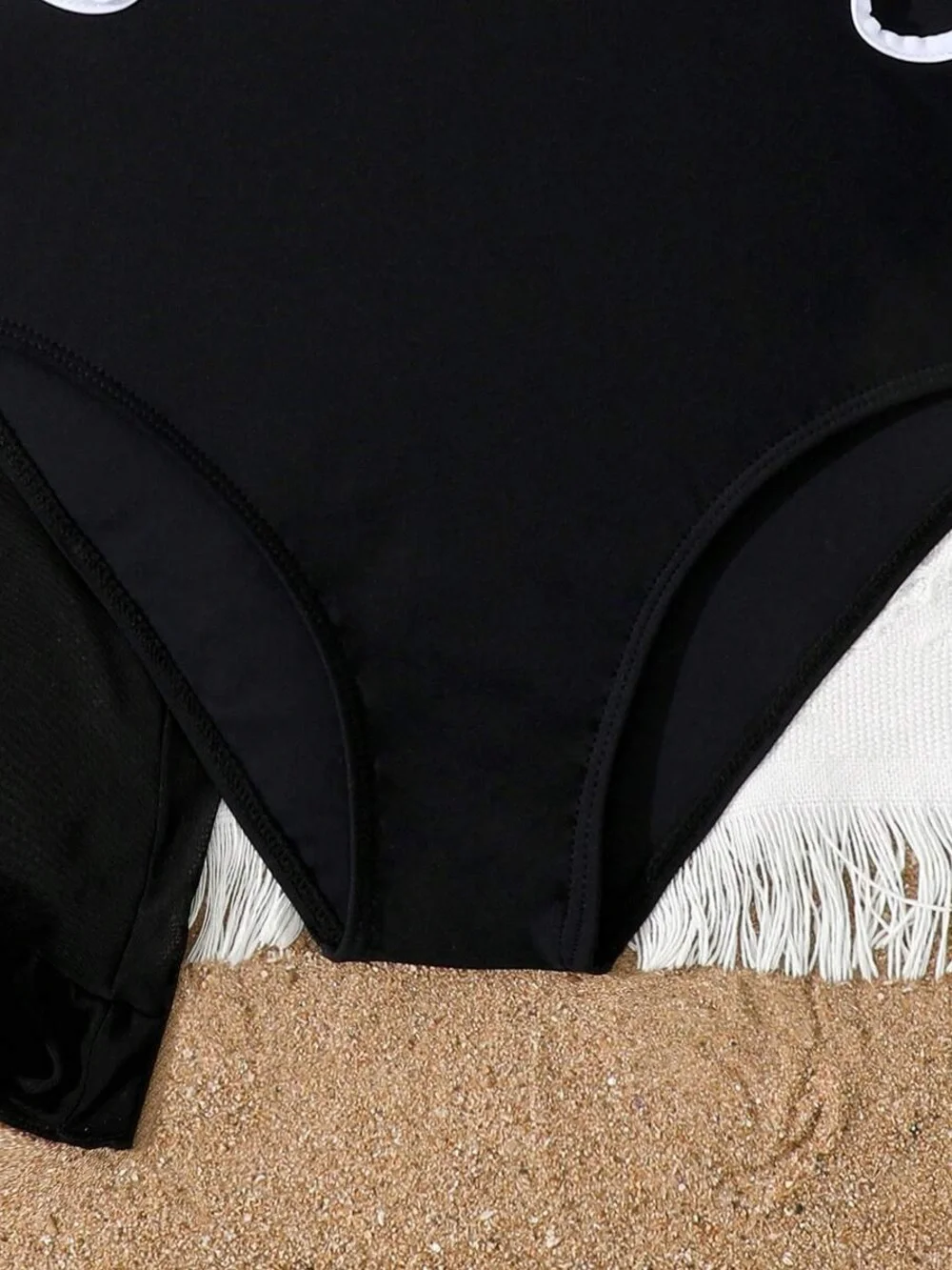 Girls Grace Karin Black & White Ruffle One-Piece bathing suit w skirt size 12